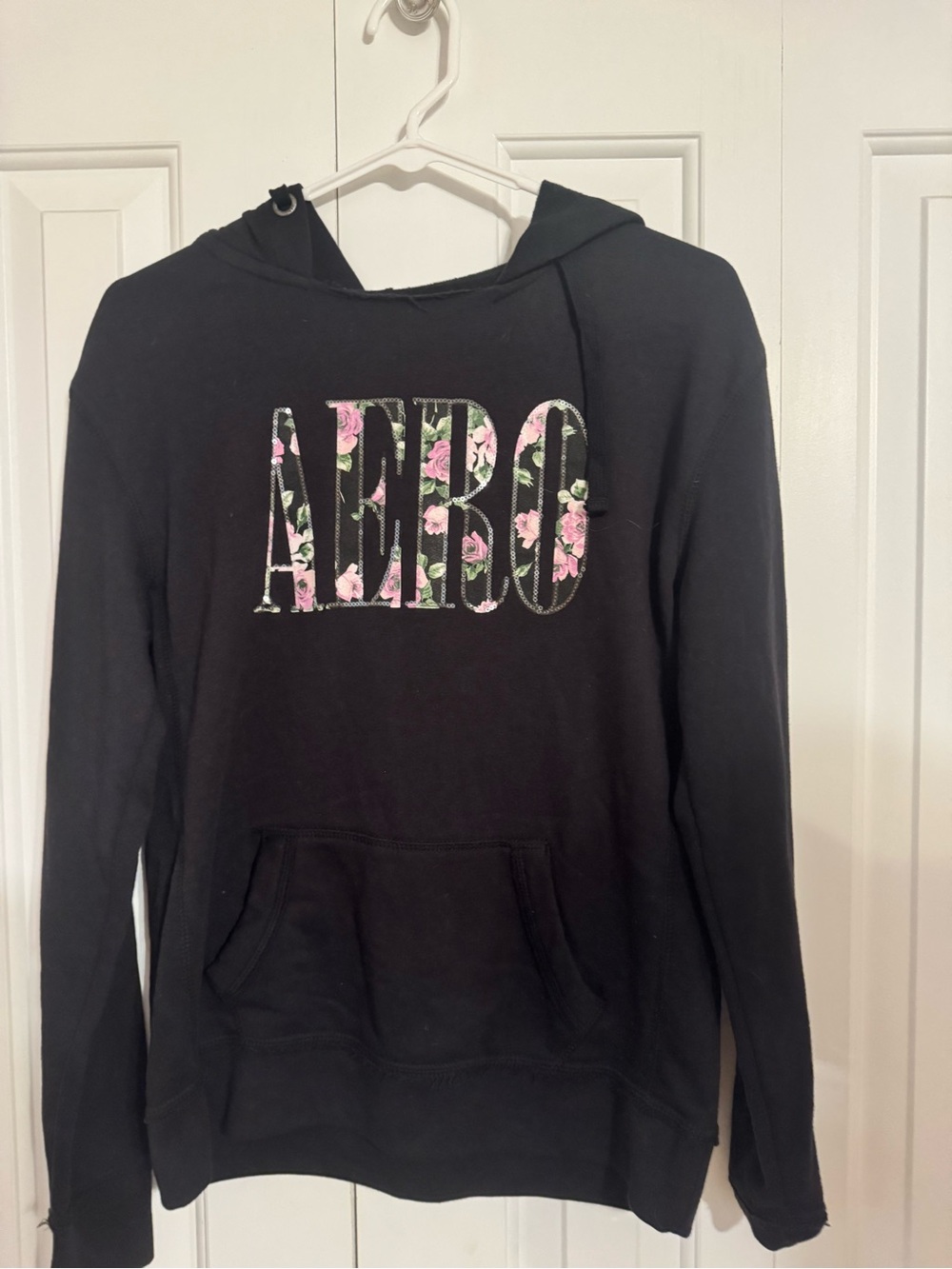 Abercrombie & Fitch Black Hoodie with Pink Floral Logo